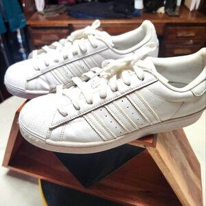 Adidas Original Superstar Triple White Leather Low Top In Men's Size 8